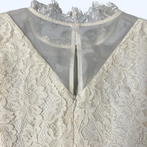 Cream Lace Ruffle Peplum Blouse Sleeveless Medium Whimsigoth Romantic Bridal - Picture 5 of 7